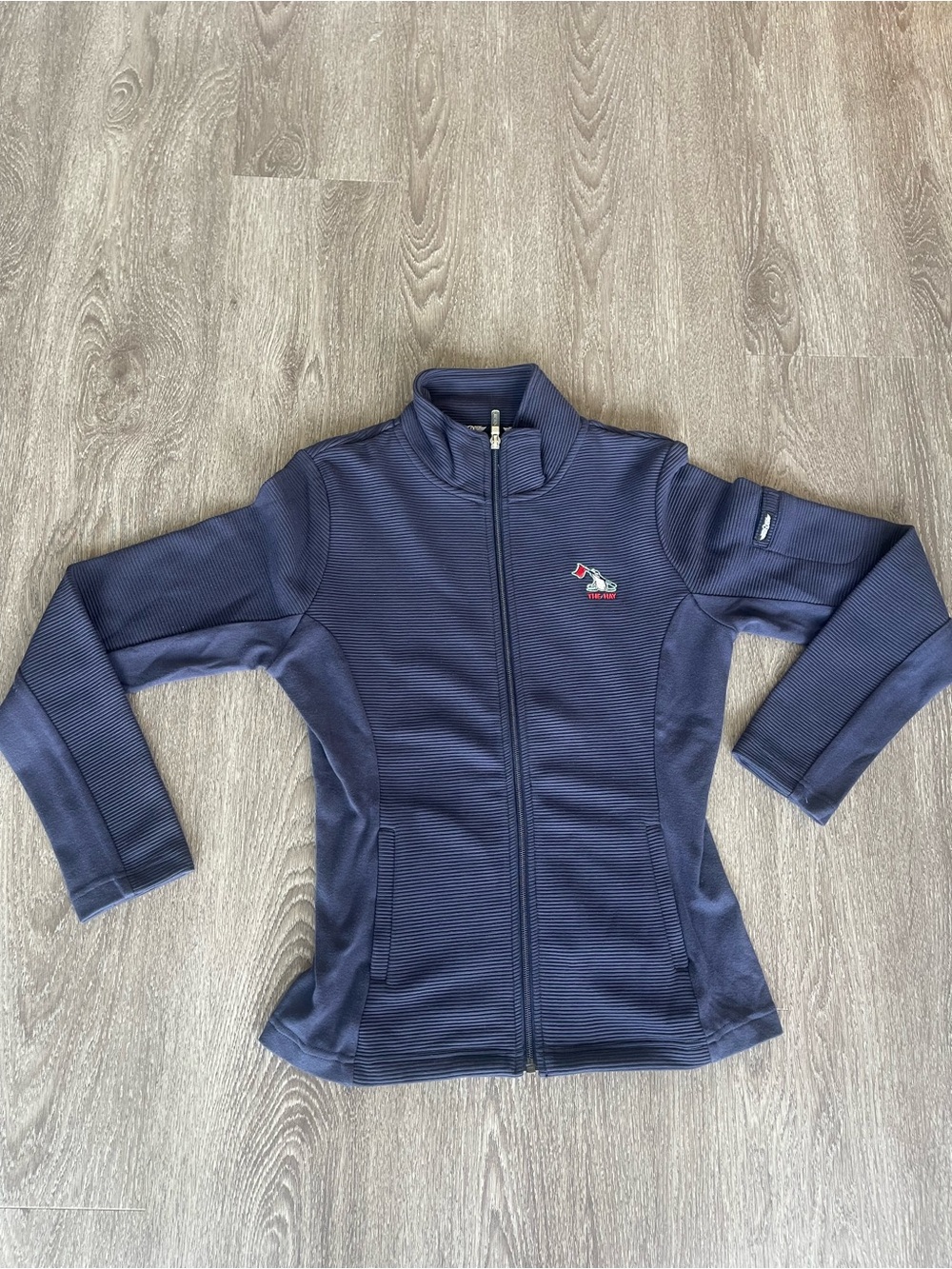 Straight Down Swing Full Zip Golf Jacket “The Hay”Womens Small Blue Ribbed EUC!